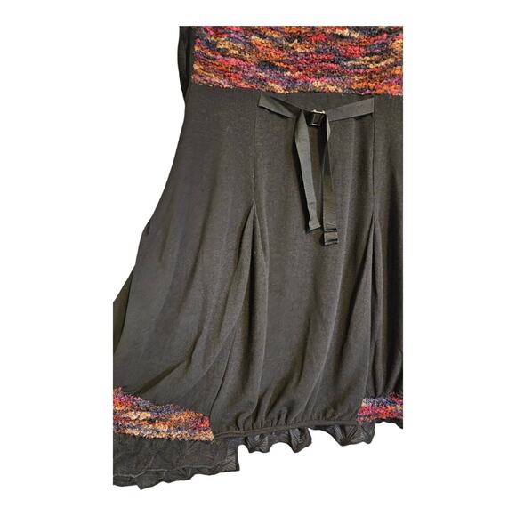 Paolo Tricut Dress Size S Black Layered Long Sleeve Ruffles Lagenlook BOHO Artsy - Picture 6 of 15